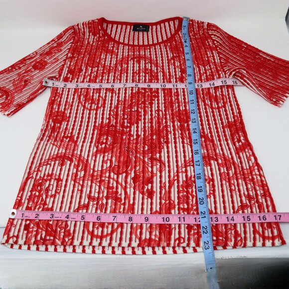 Etro 44 / 8 / Medium Red & White Paisley Short Sleeve Top - Picture 10 of 11